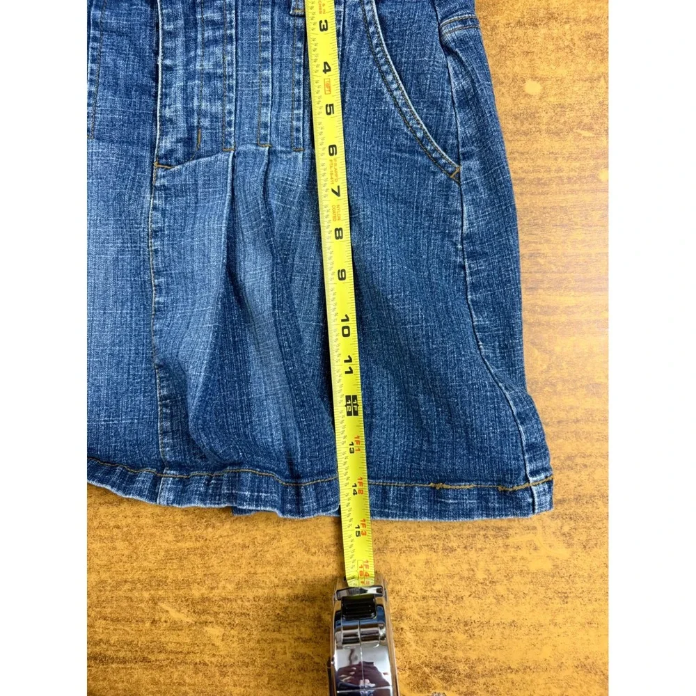 Arizona‎ Jean Co Girls Blue Denim Pleated Mini Skirt Size 14 Slim Stretch Y2K